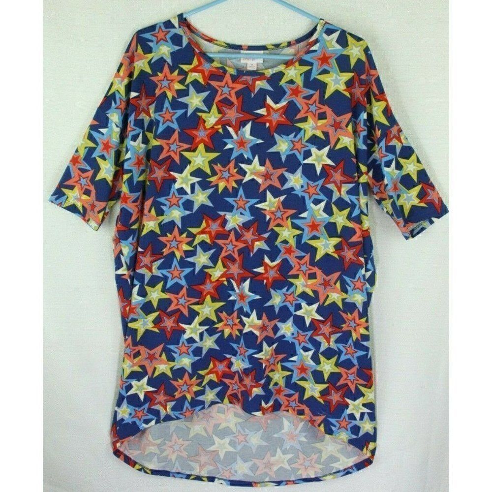 LulaRoe T-Shirt Women's Medium STARS colorful short sleeves stretch